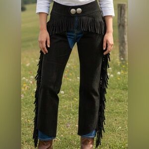 Black Fringe Chaps with Silver Accents